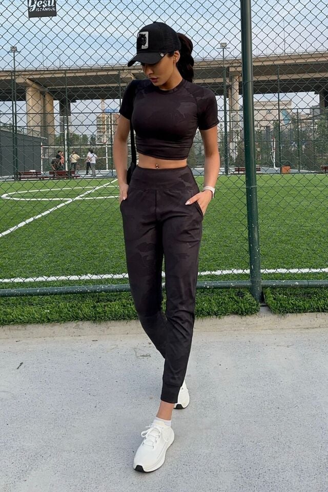 Jogger fit deri görünüm Kamuflaj