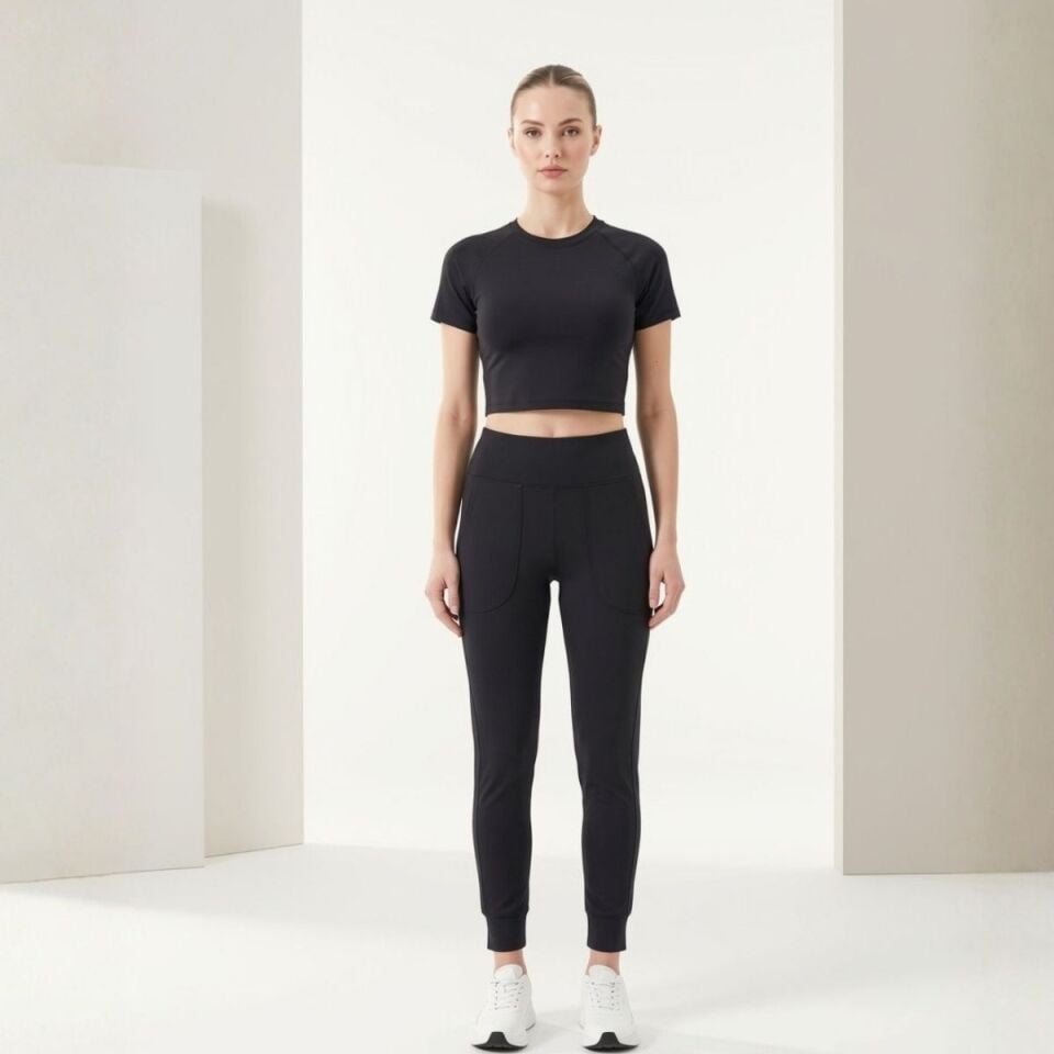 Siyah kadın eşofman jogger fit